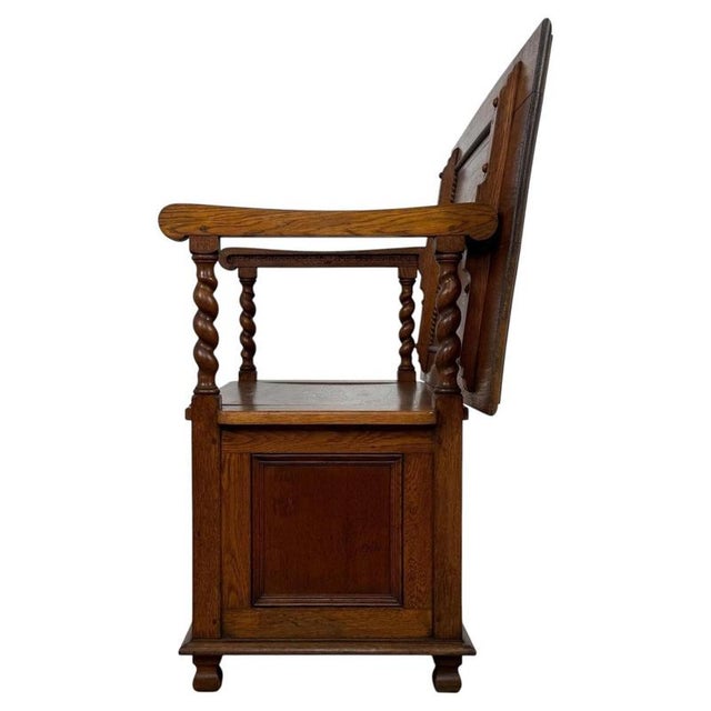 Antique English Golden Oak Monks Bench For Sale - Image 10 of 14