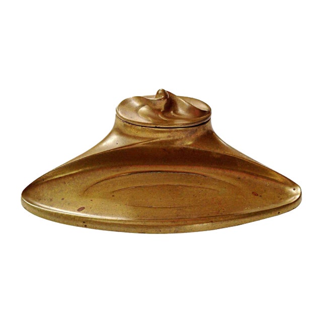 Art Nouveau Brass Inkwell For Sale