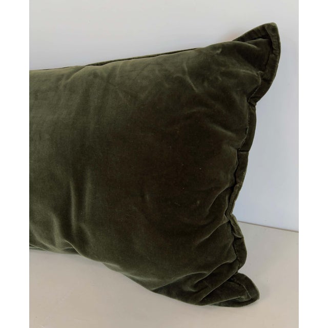Rejuvenation Olive Green Cotton Velvet Lumbar Pillow, Made in Italy An elegant decorative lumbar pillow by Rejuvenation,...