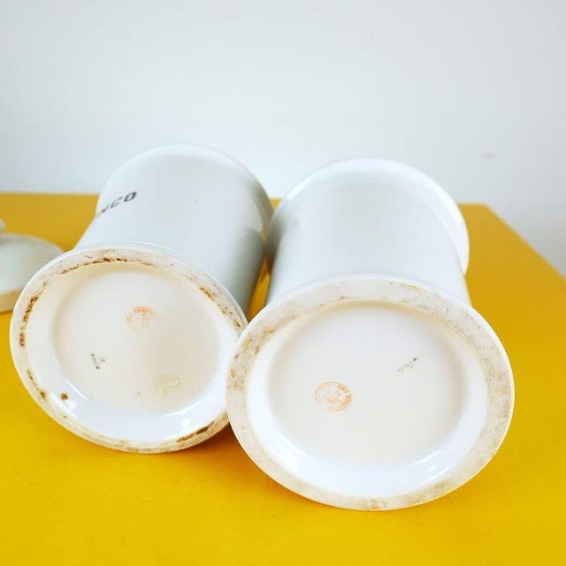Porcelain Pharmacy Containers from Ginori, Set of 2 For Sale - Image 10 of 13