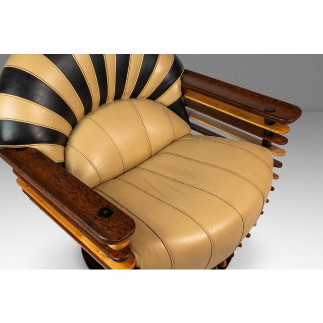 Rare Art Deco Organic Modern "Luxor" Armchair / Lounge Chair in Leather, Spruce & Palmwood Attributed to Pacific Green, Australia, C. 2000s For Sale - Image 12 of 18