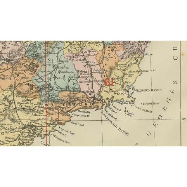 Antique Map of Ireland, 1885 For Sale - Image 6 of 9