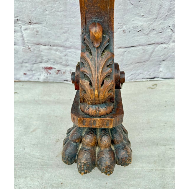 Wood Carved Walnut Figural Wall Console With Marble Top For Sale - Image 7 of 11
