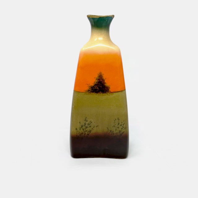 Early 19th Century Vintage Robert Hanke Rh Austria Pottery Vase Cattle Landscape Scenic Sunset For Sale - Image 5 of 8