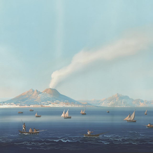Pair of Italian Bayscape Gouache Paintings With Mt.Vesuvius For Sale - Image 13 of 18