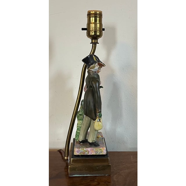 Antique Early 19th Century English Staffordshire Figure of a Regency Couple Mounted as a Table Lamp For Sale In New York - Image 6 of 7