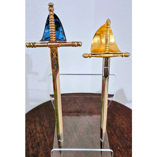 Mid 20th Century Mid 20th Century Pair of Damascened Steel Letter Openers From Toledo, Spain For Sale - Image 5 of 10
