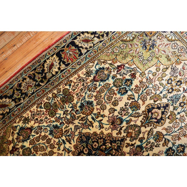 Green Mid 20th Century Zabihi Collection Persian Silk Qum Carpet For Sale - Image 8 of 10