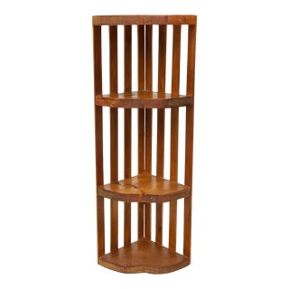 Vintage Farmhouse Country Pine Tiered Corner Wall Hanging Shelf For Sale