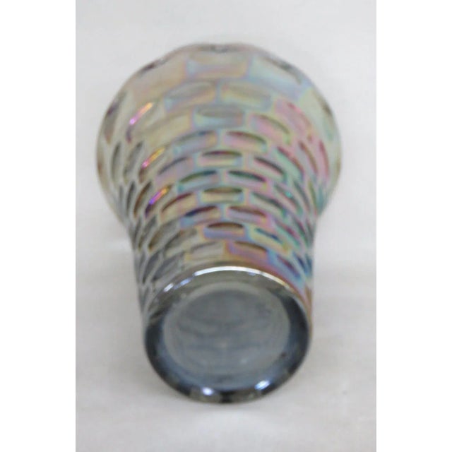 Federal Glass Federal Carnival Glass Yorktown Thumbprint Design Iridescent Vase For Sale - Image 4 of 10