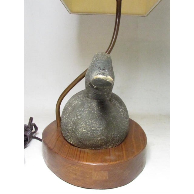 Antique duck decoy lamp, c.1900 The antique duck is all hand carved and life like with a painted body and detailed...