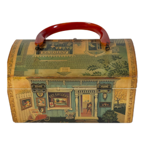 Vintage Palm Beach Antique Gallery Box Bag W Lucite Handle
