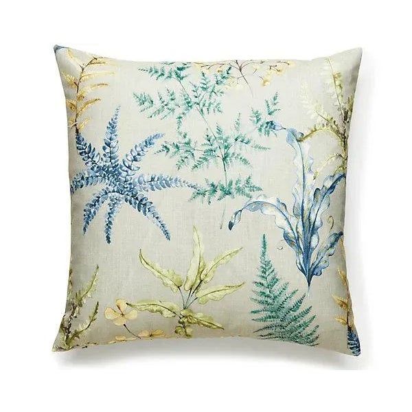 Traditional The House of Scalamandré Wethersfield Fern Pillow, Khaki Blue For Sale - Image 3 of 3