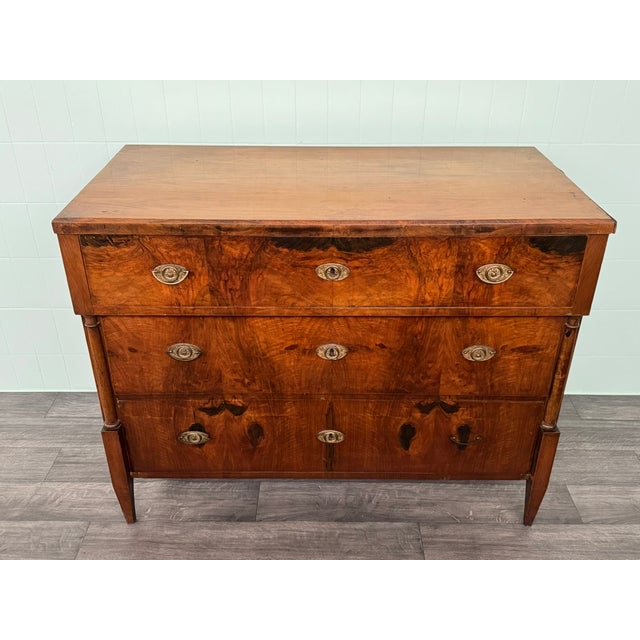 Antique Mid-19th Century Biedermeier Walnut Chest of Drawers, Germany For Sale - Image 4 of 18