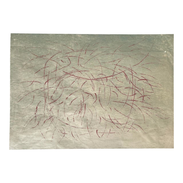 1950s Luke Gwilliam Lemon Leaves Abstract Woodblock For Sale