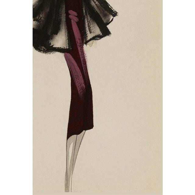 Black Vintage French Fashion Art Print – Black & Purple Art Deco Illustration, 18" X 24" For Sale - Image 8 of 9