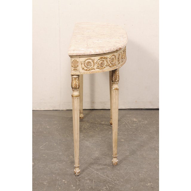 Mid 20th Century Italian Marble Top Slender Console, 4 Ft For Sale - Image 9 of 12