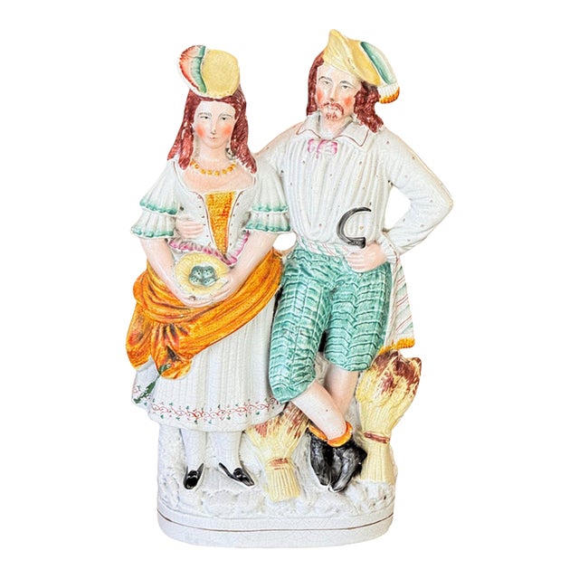19th Century Staffordshire Figure of a Harvest Couple For Sale
