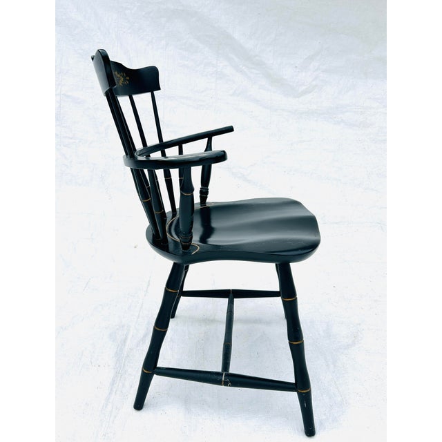 American Vintage Nichols & Stone Black Stenciled Windsor Chair For Sale - Image 3 of 7