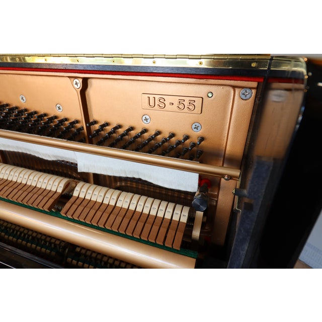 1980s Kawai Us-55 Professional Japanese Upright Grand Piano — Polished Ebony For Sale - Image 16 of 17