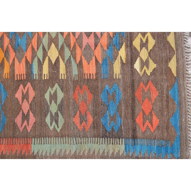 Islamic Afghan Maimana Flatweave Kilim Wool Rug, 6'x8' For Sale - Image 3 of 4