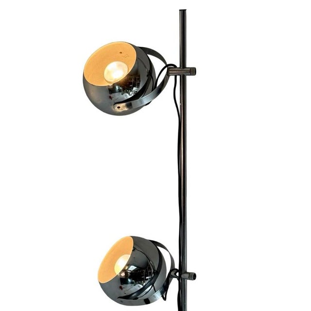 Space Age Mid-Century Modern Floor Lamp with 2 Chrome Shades from Gepo For Sale - Image 6 of 9