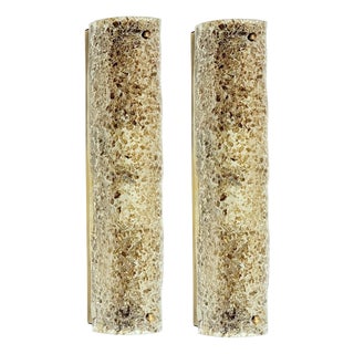 Mid-Century Modern Tubular Murano Glass Wall Lights from Hillebrand, Germany, 1970s, Set of 2 For Sale