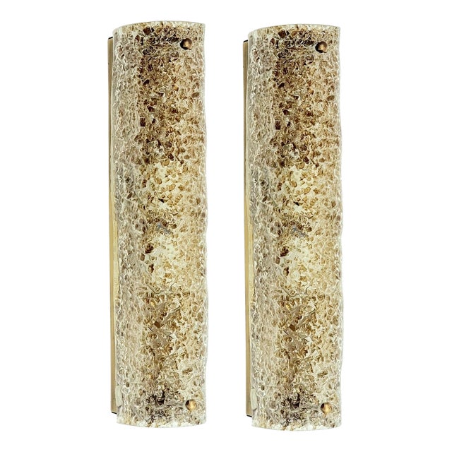 Mid-Century Modern Tubular Murano Glass Wall Lights from Hillebrand, Germany, 1970s, Set of 2 For Sale