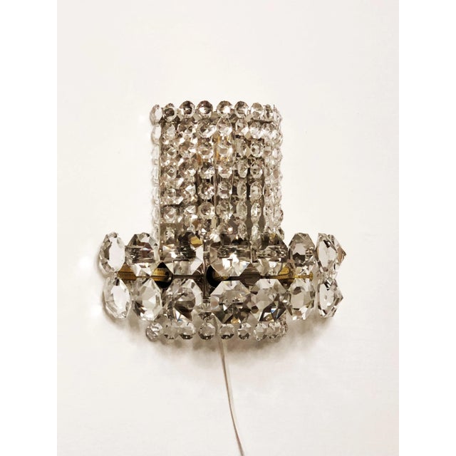Mid-Century Modern Large Crystal Sconces from Bakalowits & Söhne, 1960s, Set of 2 For Sale - Image 3 of 15