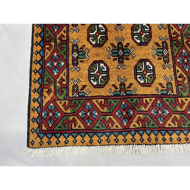 Brown Terracotta Brown Turkmen Wool Runner Rug, Tribal Geometric Gul Design For Sale - Image 8 of 13