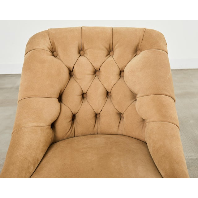 Early 21st Century Ralph Lauren Regency Style Tufted Suede Mayfair Chair For Sale - Image 5 of 17