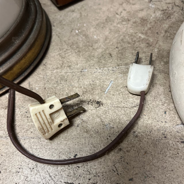 Mid 20th Century Mid Century White Ceramic Lamps With Antique Green Coupe Muel 120 Car For Sale - Image 10 of 11