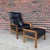 Hans Olsen Knud Sæter Mid-Century Rosewood and Black Leather Lounge Chair and Ottoman For Sale - Image 4 of 12