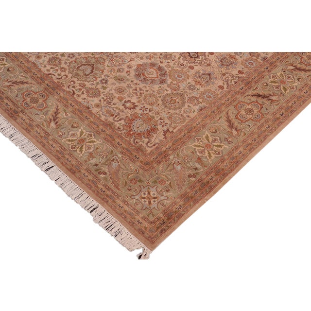 Shabby Chic Shabby Chic Pak-Persian Taupe/Green Wool Rug - 7'11'' X 9'11'' For Sale - Image 3 of 10