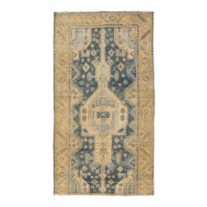 Vintage Persian Hamadan Wool Rug With Geometric Design in Blue
