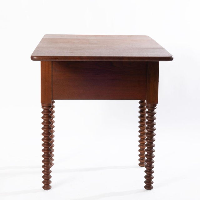 19th Century Walnut Spool Leg 2 Drawer Drop Leaf Work Table For Sale - Image 10 of 10