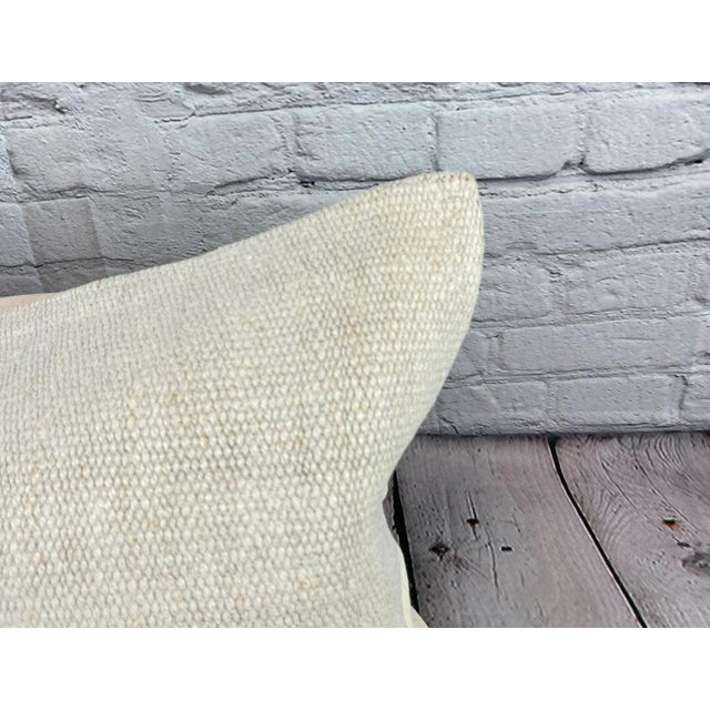 Turkish 16 x 24 Hemp Pillow Turkish Cushion Natural White Pillow Cushion Cover For Sale - Image 3 of 4