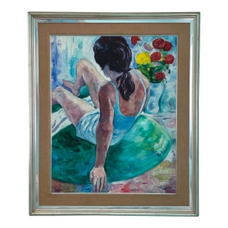 Mid-Century Figural Oil Painting by Jim Hernandez – Barcelona, 1979 For Sale