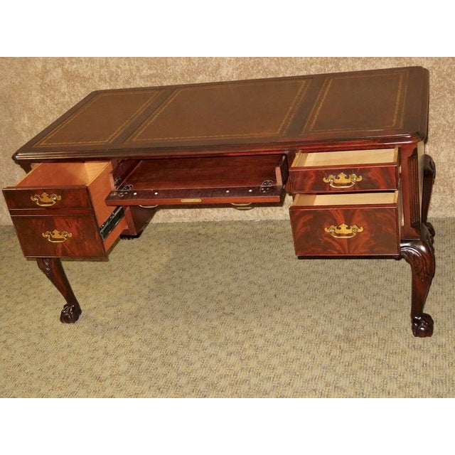 Vintage Hekman Leather Top Mahogany Ball & Claw Foot Desk Chairish