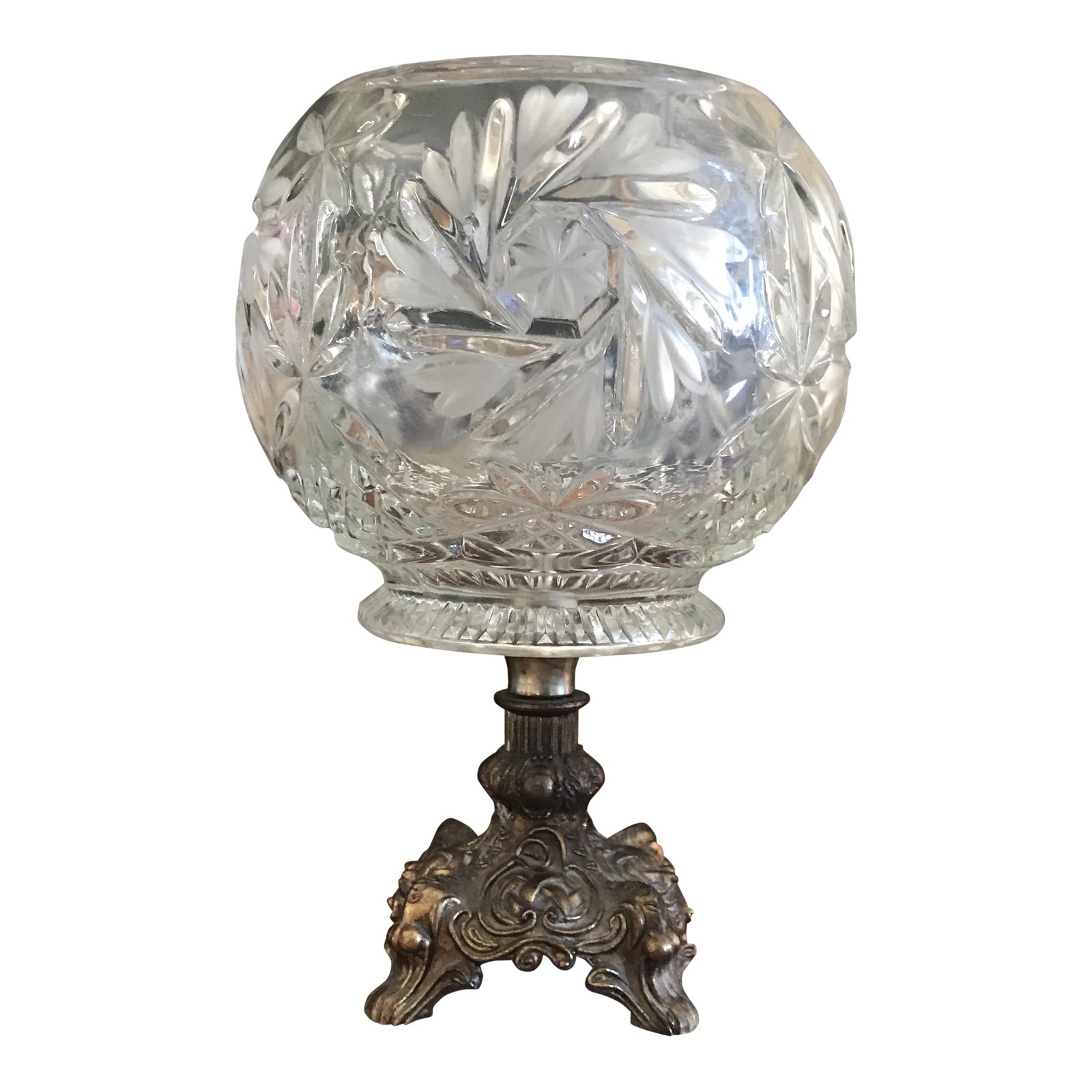 Traditional Cut Glass Rose Bowl on Pedestal Chairish