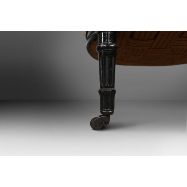 Black Empire French Black Wood and Velvet Armchair, 1850s For Sale - Image 8 of 12