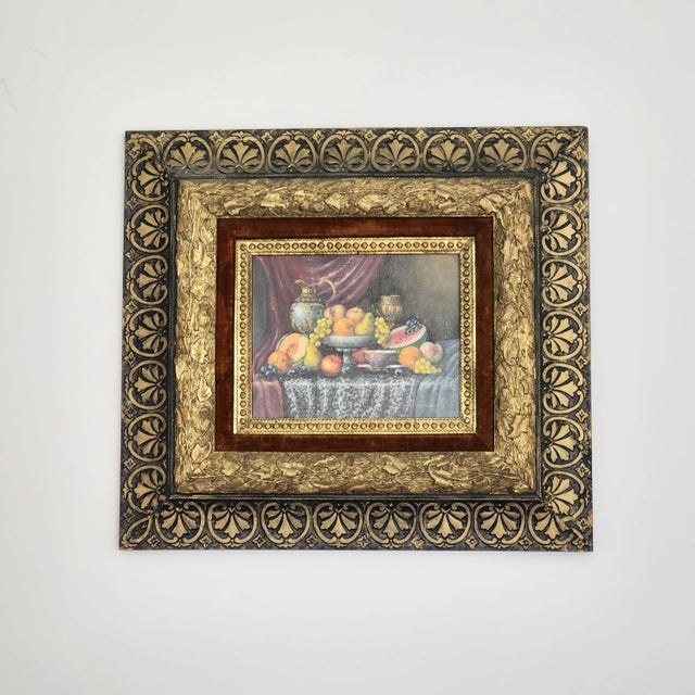 Early 20th Century Early 20th Century Original Artist Signed Johan Karoly Reinprecht Ornate Gold Framed Still Life Oil Painting For Sale - Image 5 of 18