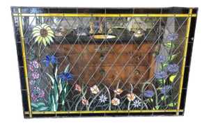 1920s Arts and Crafts Stained Leaded Glass Storybook Cottage Window