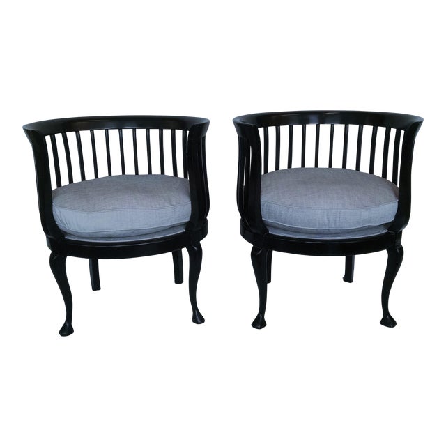 1950s Vintage Black Lacquer Chairs A Pair Chairish