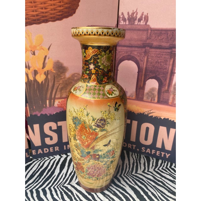 Cream 1970s Large Satsuma Style Vase For Sale - Image 8 of 8