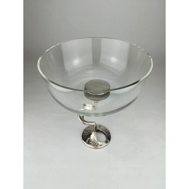 Mid-Century Glass Bowl with Organically Shaped Metal Base by Kurt Jesch for Amadeo / Fratelli Tonini, 1970 For Sale - Image 4 of 12
