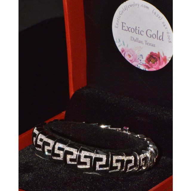 Late 20th Century Authentic Roberto Coin Cobra 1.78ct Diamond & Black Enamel Bracelet in Solid 18k White Gold For Sale - Image 15 of 16