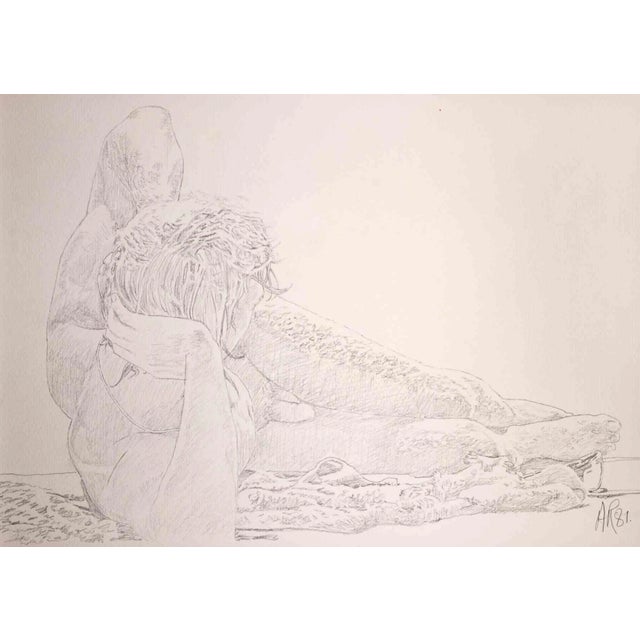 Anthony Roaland, Boy Lying Down, Original Drawing, 1981 For Sale