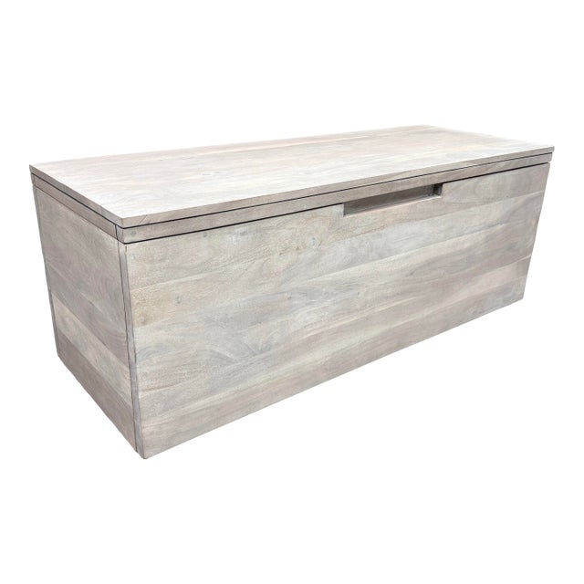 Cb2 Acacia White Washed Storage Bench For Sale