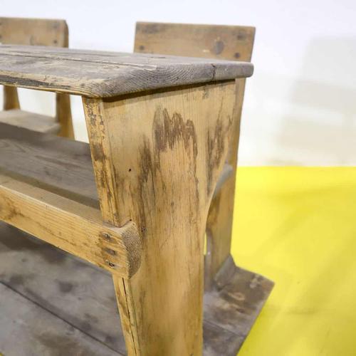 Double Wooden School Desk with Integrated Seats For Sale - Image 4 of 11